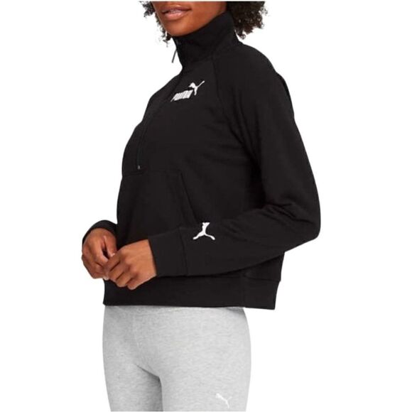Puma half zipper cropped pull over sweatshirt black size XL - Picture 2 of 15
